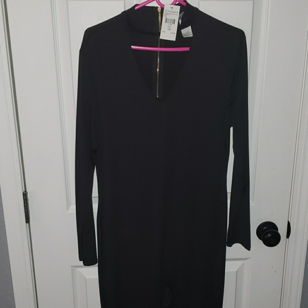 Plus-Black long sleeve jumpsuit